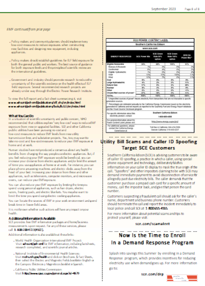 Southern California EDISON utility business bill, page 8, SCR PSD template